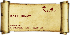 Kell Andor névjegykártya
